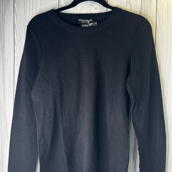 NEW Sutton Studio Black Crew Neck Sweater Womens Large 100% Cashmere - Picture 3 of 6